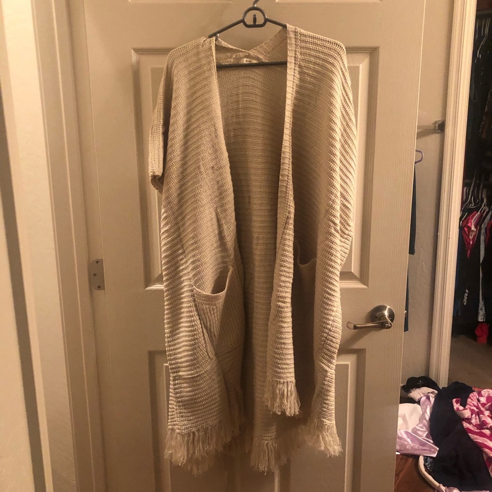 Fringe cardigan sweater